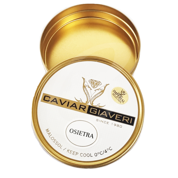 Lege Kaviaar tin Oscietra 500 gram Giaveri logo