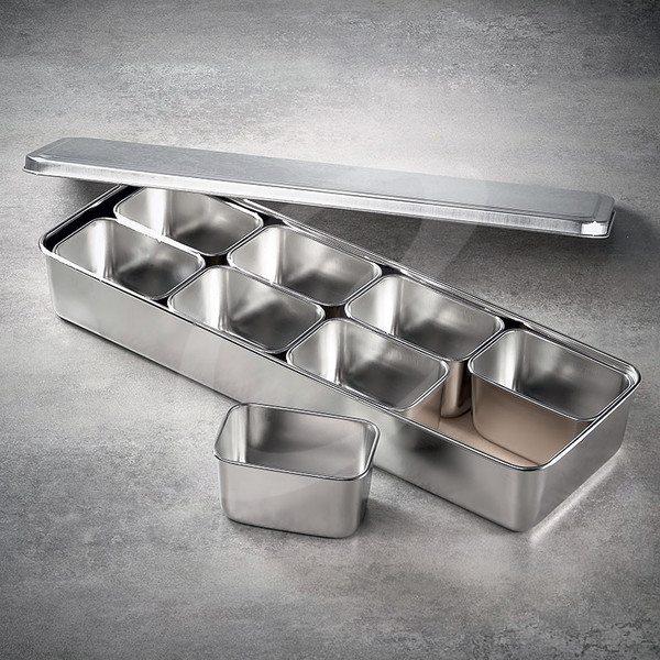 8 mini rechthoekige kruidenbakjes met deksel en buitencontainer